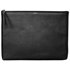 Theory Black Leather XL Portfolio Clutch Bag