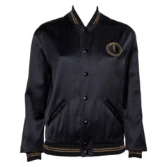 Saint Laurent Paris Black Satin Lurex Trim Detail Button Front Jacket L