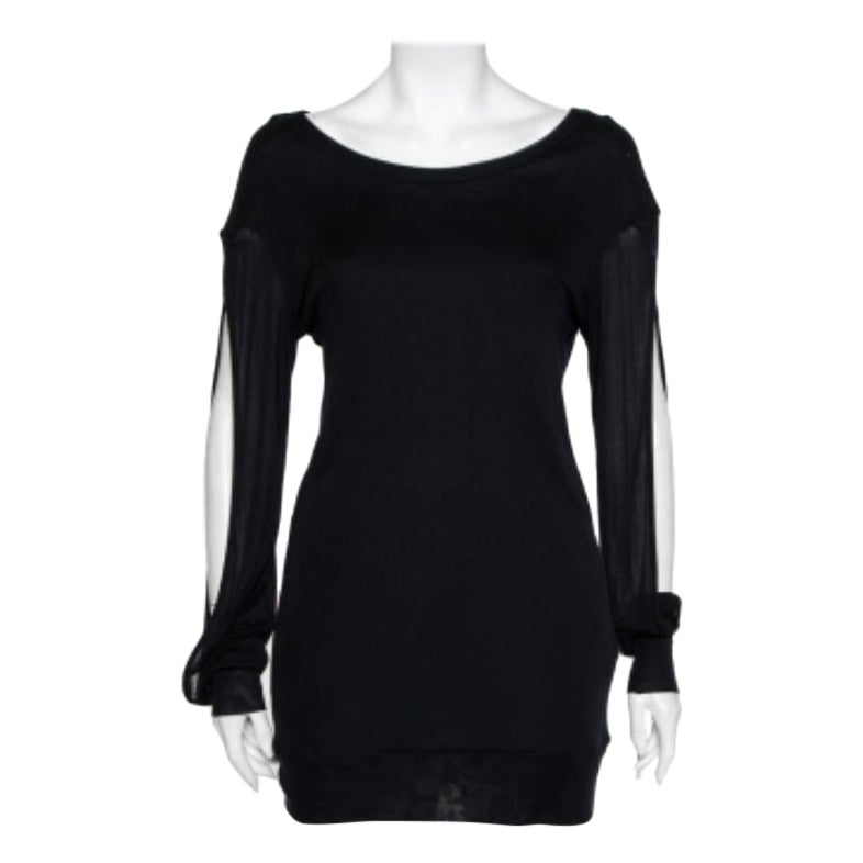 Ann Demeulemeester Black Modal Cutout Sleeve Detail T-Shirt M For Sale
