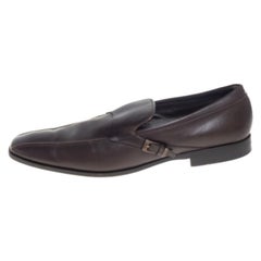 Tods Brown Leather Slip On Loafers Size 45.5
