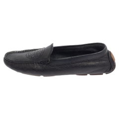 Tory Burch Dark Blue Leather Slip On Loafers Size 37.5