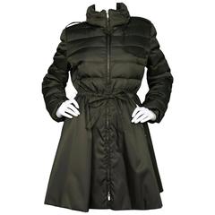 Miu Miu Iridescent Olive Fit Flare Puffer Coat sz IT48 rt. $2, 300