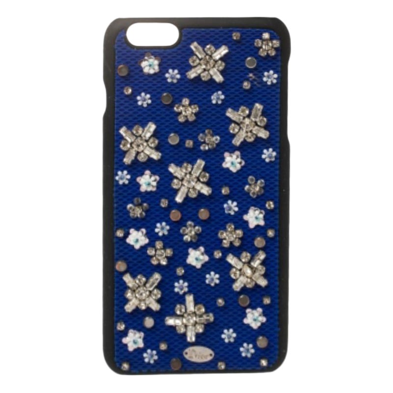 Dior Blue Fabric Stardust Crystal Embellished iPhone 6 Plus Case For Sale