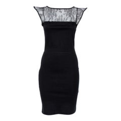 Valentino Black Knit & Lace Paneled Sheath Dress M