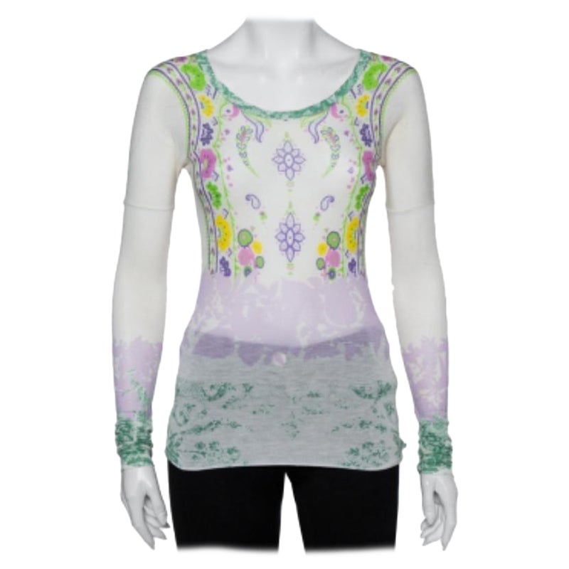 Etro Multicolor Floral Printed Cotton Long Sleeve T-Shirt M For Sale