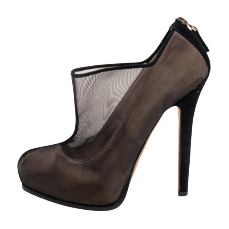 Fendi Black Mesh Platform Booties Size 40 For Sale