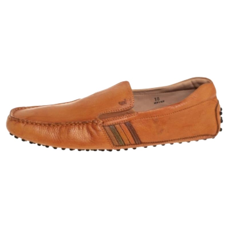 Tods Light Brown Leather Slip On Loafers Size 44.5 For Sale