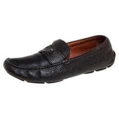 Prada Dark Brown Leather Slip On Loafers Size 41
