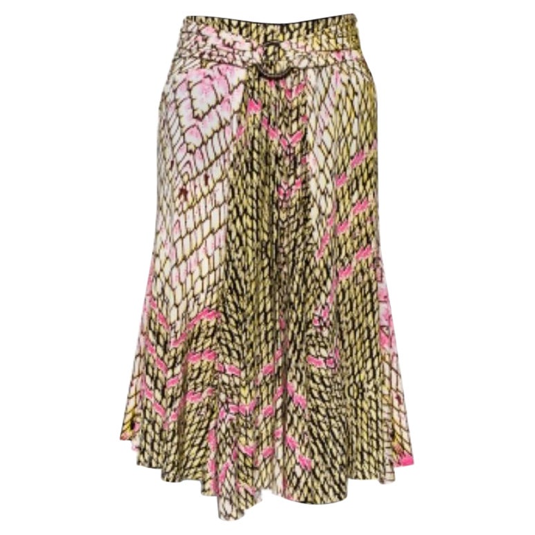 Just Cavalli Multicolor Printed Jersey Ruched Waist Detail Flared Skirt M For Sale