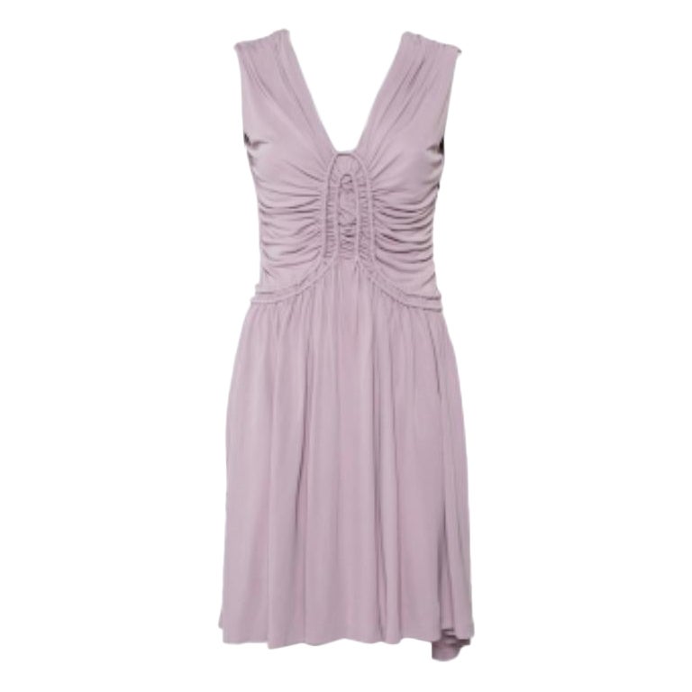 Fendi Lilac Knit Ruched Detail Mini Dress M For Sale