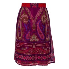 Etro Purple Paisley Printed Silk Mini Skirt M