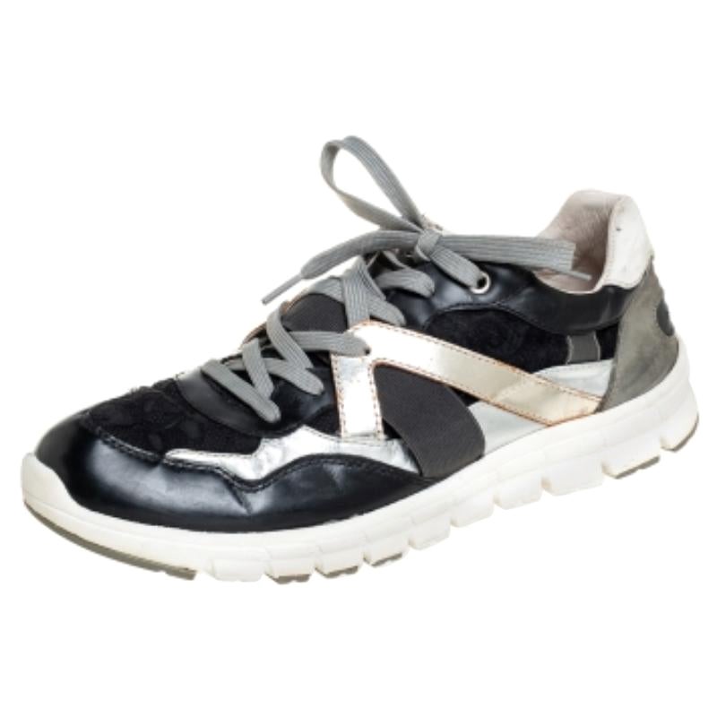 Dolce & Gabbana Tricolor Lace And Leather Low Top Sneakers Size 42 For Sale