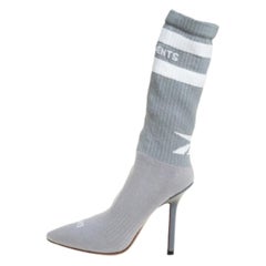 Vetements Grey Knit Fabric Reflective Sock Boots Size 36