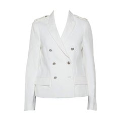 Joseph White Cotton & Ramie Double Breasted Yvette Blazer L