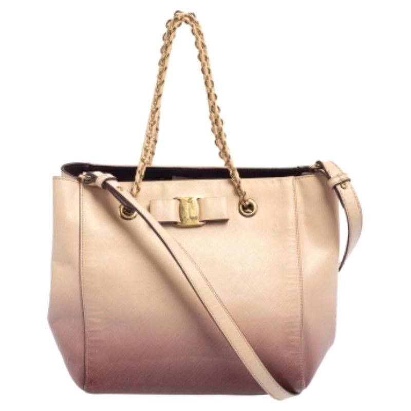 Salvatore Ferragamo Ombre Pink Leather Vany Tote For Sale