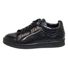 Philipp Plein Black Python Embossed Leather Low Top Sneakers Size 39