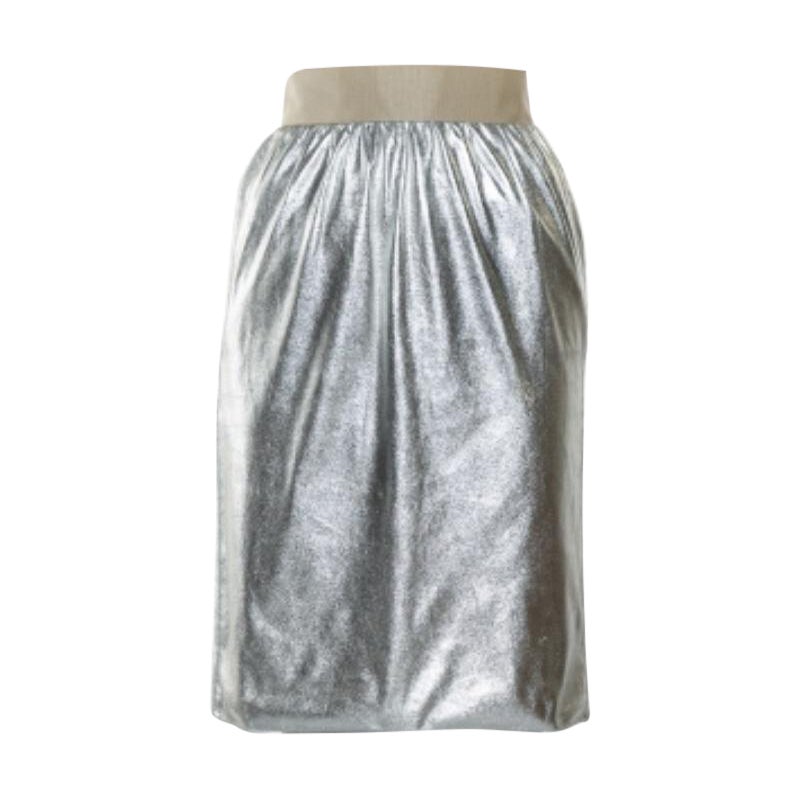 Dolce & Gabbana Metallic Silver Faux Leather Pencil Skirt XS For Sale