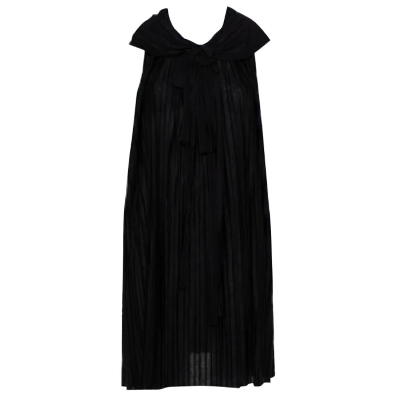 Chloe Black Pleated Silk Bow Detail Flared Noir Dress XS For Sale