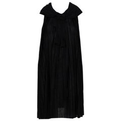 Chloe Black Pleated Silk Bow Detail Flared Noir Dress XS