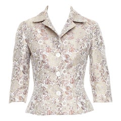 DOLCE GABBANA Vintage 1990s floral jacquard cropped blazer jacket IT38 XS