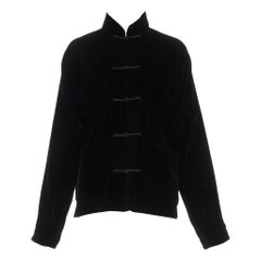 SHANGHAI TANG black velvet chinoiserie knot buttons qipao jacket S