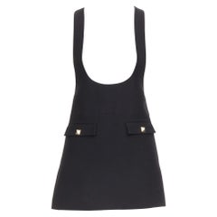 VALENTINO black wool silk Rockstud pockets scoop minid ress IT38 XS