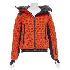 MONCLER Grenoble Soubeyran orange wool texture quilted down ski jacket Sz1 S
