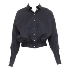 OLD CELINE Phoebe Philo black cotton puff cropped bomber shirt FR34 XS