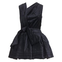 SHUSHU TONG Tuck Edge Sloping black corduroy fit flare dress UK6 XS