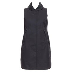 SHIATZY CHEN black wool silk green faux jade embellished long vest IT42 M