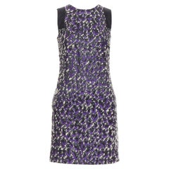 VERSACE purple black white tweed black jacquard sleeveless dress IT38 XS