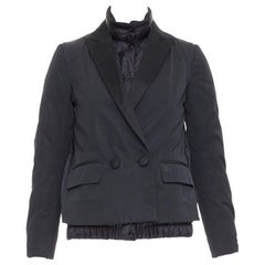 MONCLER G32-003 black layered down filled puffer tuxedo blazer top