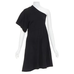 COMME DES GARCONS 2014 black 100% wool deconstructed tshirt one shoulder dress S