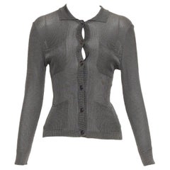 GIANNI VERSACE 1997 Vintage grey ribbed Medusa buttons military top