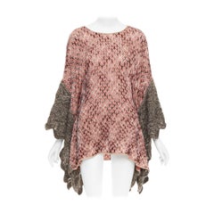 MISSONI red brown wool blend signature chevron contrast knit poncho sweater