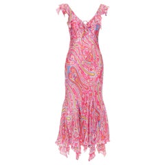 RALPH LAUREN Black Label Vintage pink watercolour paisley midi dress US8 M