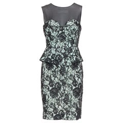 EMILIO PUCCI black light teal floral lace overlay cocktail dress IT42 M