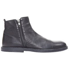 ANN DEMEULEMEESTER black leather double zip flat ankle boots EU40.5