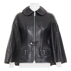 JUNYA WATANABE 2011 Runway black leather pleated corset caped jacket XS
