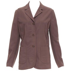 PRADA Vintage brown low sheen twill patch pocket notch lapel jacket IT46 XL