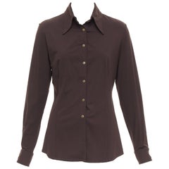 FENDI Jeans Vintage brown FF logo buttons fitted long sleeves shirt