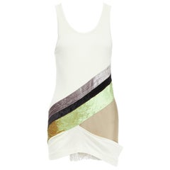 TOGA ARCHIVES cream grey silk cotton velvet beige panels tunic JP1 S