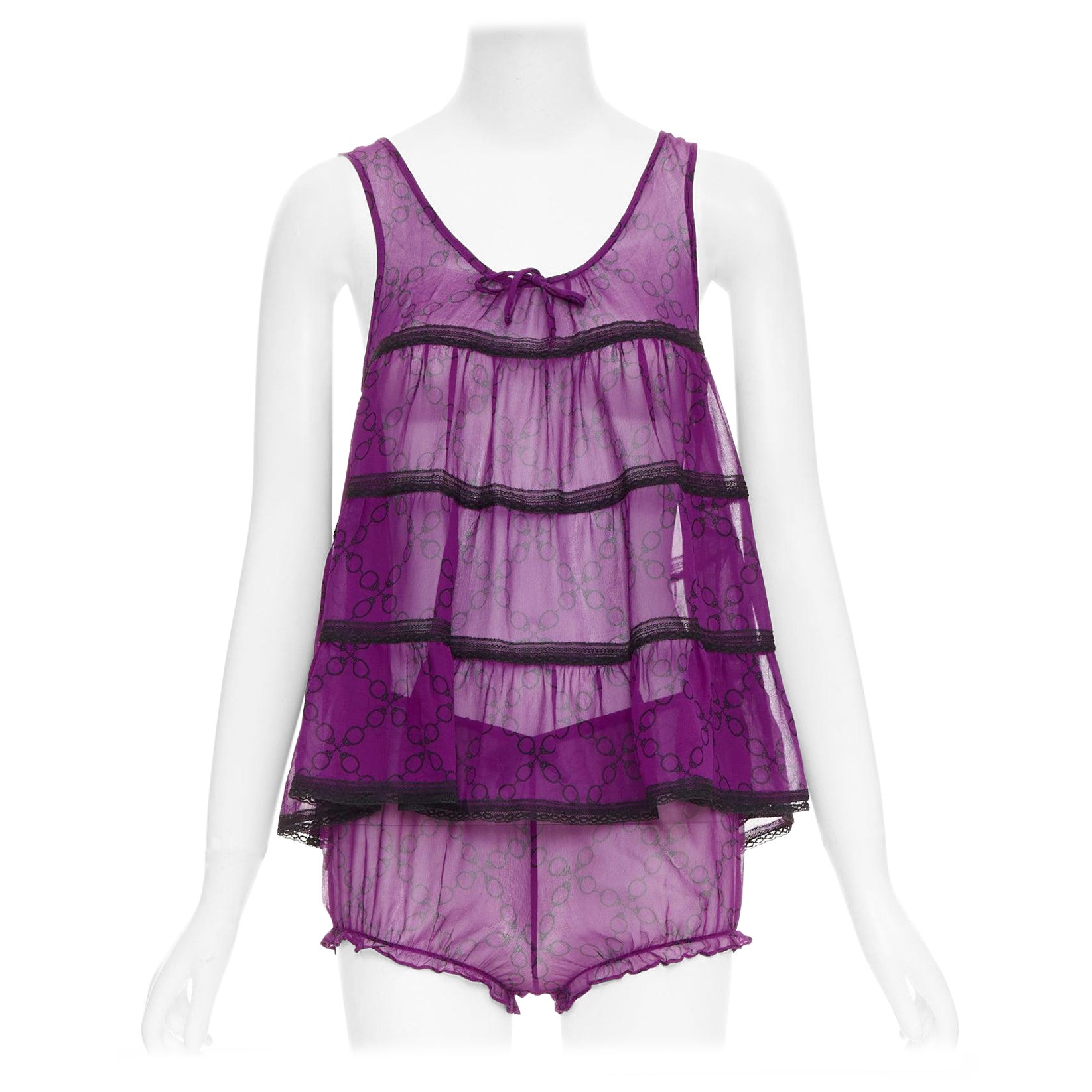 KIKI DE MONTPARNASSE 100% silk babydoll bloomer nightwear cami short set XS For Sale