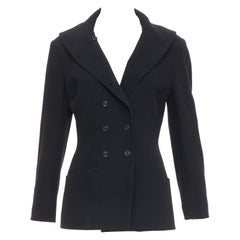 KARL LAGERFELD Vintage black wool shawl collar double breasetd blazer FR38 M