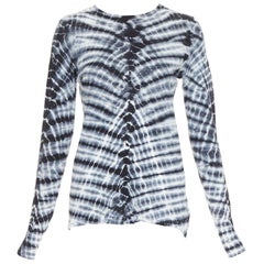 PROENZA SCHOULER Signature grey blue tie dye cotton long sleeve crew top XS