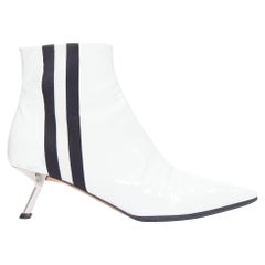 ALCHIMIA DI BALLIN side striped patent leather silver kitten booties EU38.5