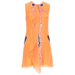 CHRISTIAN DIOR Raf Simons 2013 Runway silk sequin butterfly ruffle dress FR38 M
