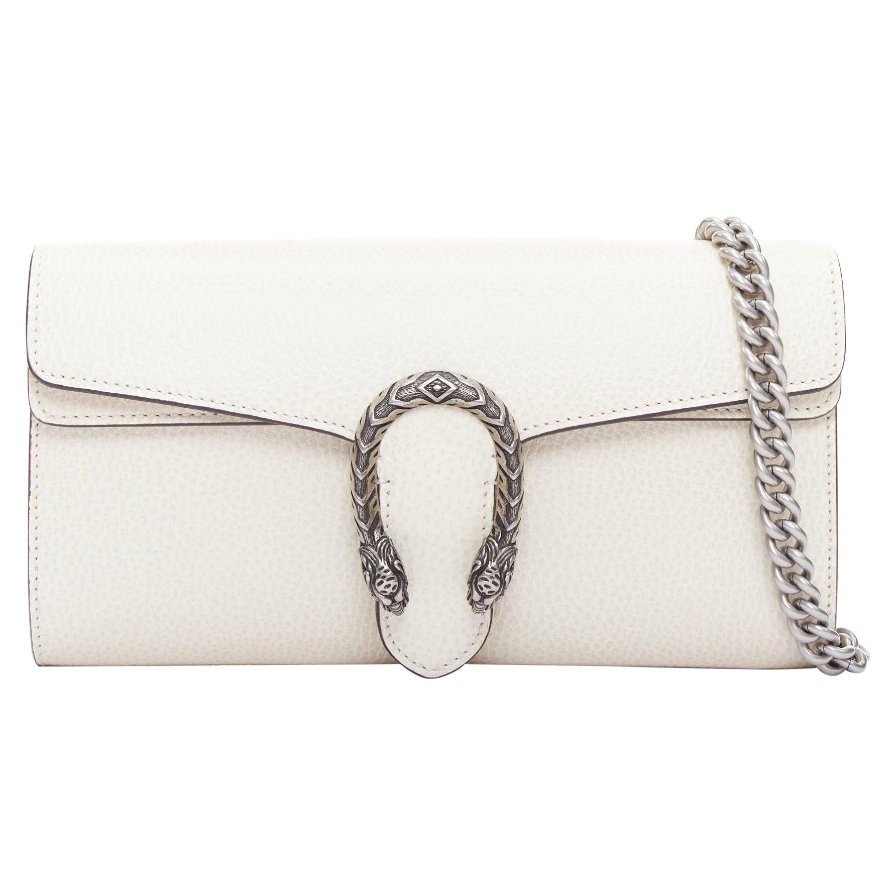 GUCCI Dionysus Mini cream textured leather chain crossbody flap bag For Sale