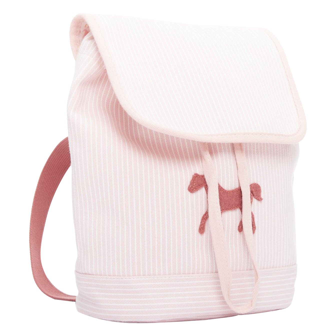 HERMES Cavalcolor pink white cotton wool felt horse backpack For Sale