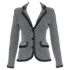 EMPORIO ARMANI silver lurex boucle applique black trim knit blazer IT40 S